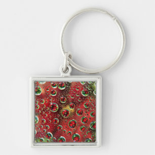 USA, Colorado, Lafayette. Water bubbles on glass 3 Key Ring
