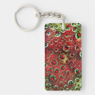 USA, Colorado, Lafayette. Water bubbles on glass 3 Key Ring