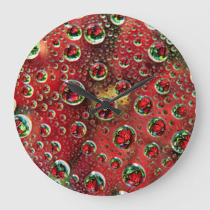 USA, Colorado, Lafayette. Water bubbles on glass 3 Large Clock