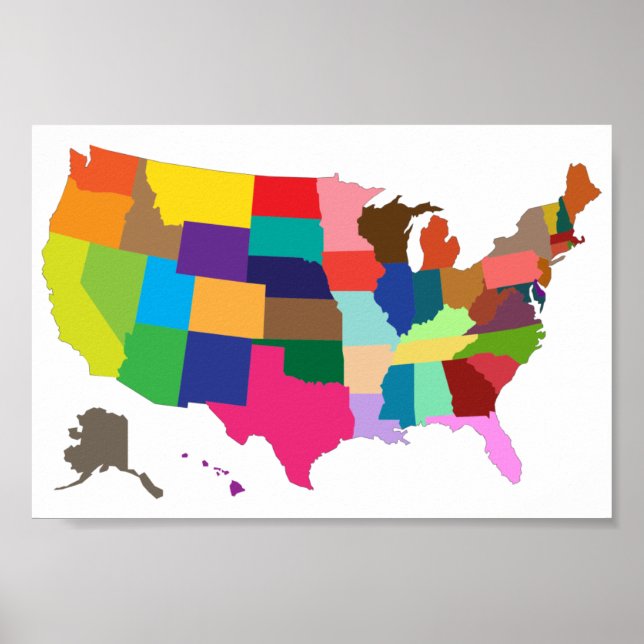 USA Colour Map Poster (Front)