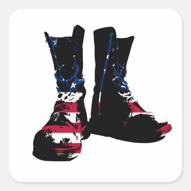 USA Combat Boots Square Sticker (Front)