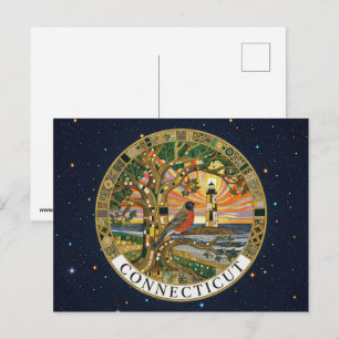 USA Connecticut state symbols Postcard
