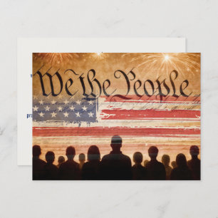 USA Constitution With Flag Veterans Day Postcard