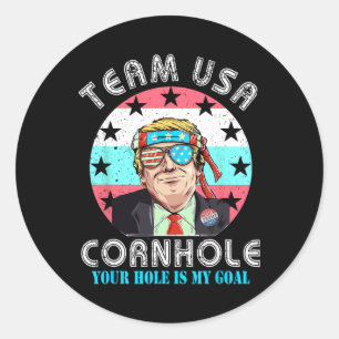 Usa Cornhole Shirt Team Cornhole Shirts Funny Corn Classic Round Sticker
