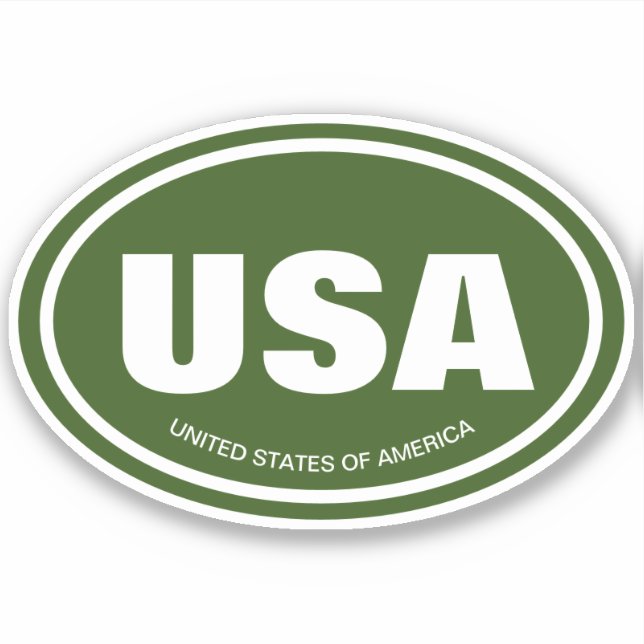USA country code abbreviation green oval vinyl (Front)
