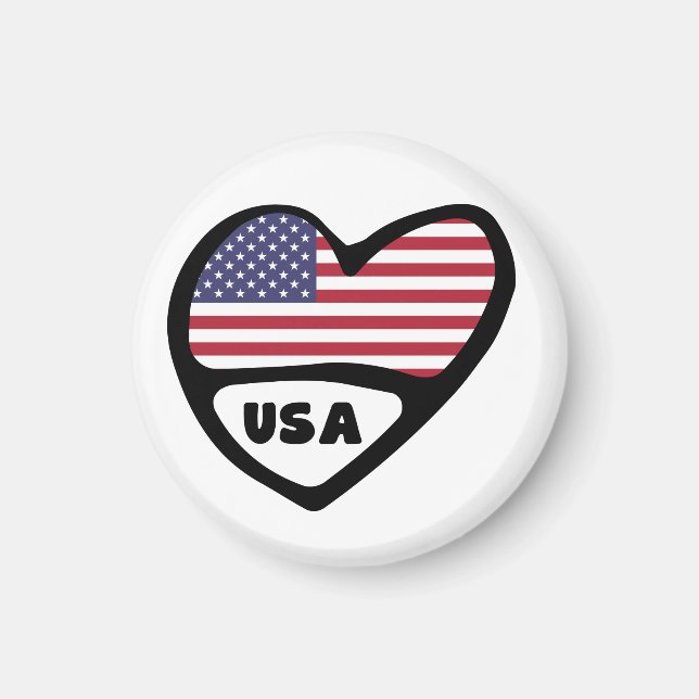 USA Country Code Flag Heart, United States Magnet (Front)