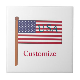 USA Country Flag Thunder_Cove Ceramic Tile
