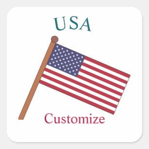 USA Country Flag Thunder_Cove Square Sticker