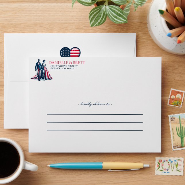USA Couple Wedding Envelope (Desk)
