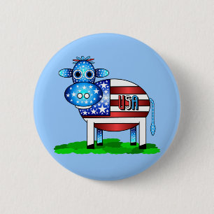 USA cow 6 Cm Round Badge