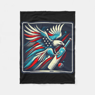 Usa Cricket In American Colors Red White And Blue Fleece Blanket