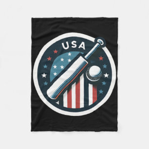 Usa Cricket In American Flag Colors Red White And Fleece Blanket