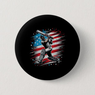 Usa Cricket Patriotic Design Cricket Lover Present 6 Cm Round Badge