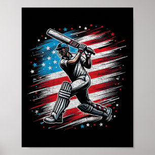 Usa Cricket Patriotic Design Cricket Lover Present Poster