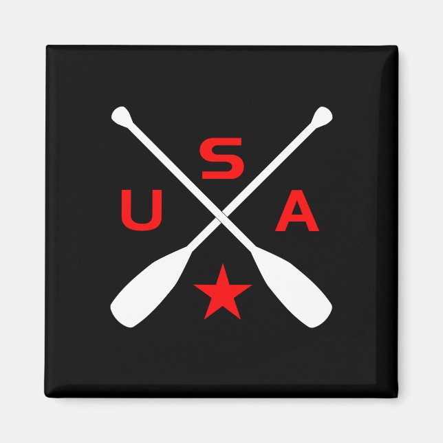 USA Crossed Paddle Oars with Star Dark Colour Magnet (Front)