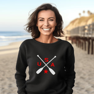 USA Crossed Paddle Oars with Star Dark Colour Sweatshirt