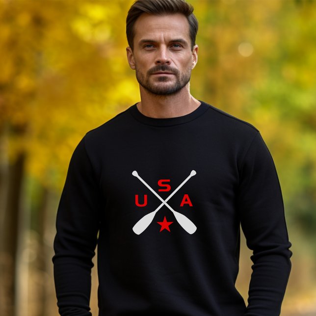 USA Crossed Paddle Oars with Star Dark Colour Sweatshirt (Creator Uploaded)