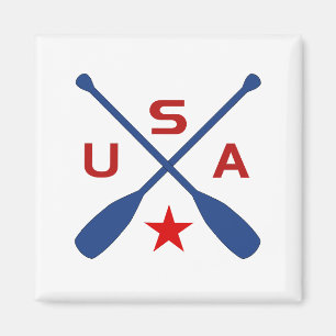 USA Crossed Paddle Oars with Star Light-Colour Magnet