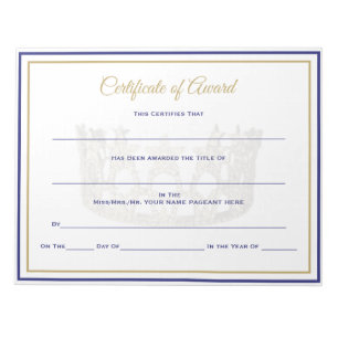 USA Crown Certificates-Award Notepad