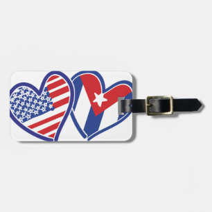 USA Cuba Love Hearts Luggage Tag