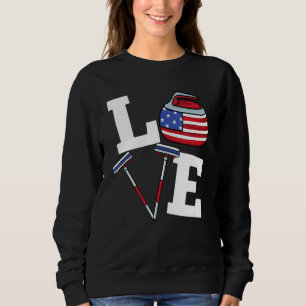 Usa Curler Broom Winter Ice Sports American Flag C Sweatshirt