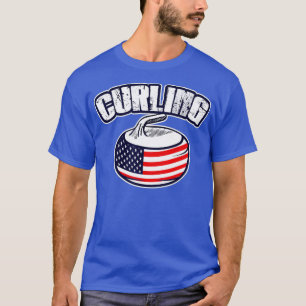 USA Curling American Flag Curler T-Shirt