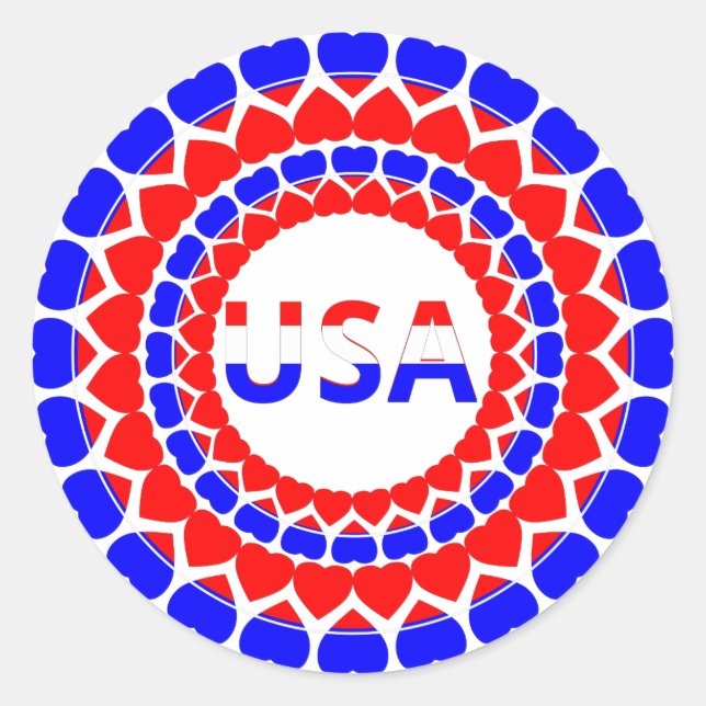 USA Cute Patriotic Classic Round Sticker (Front)