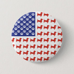 USA Dachshund 6 Cm Round Badge