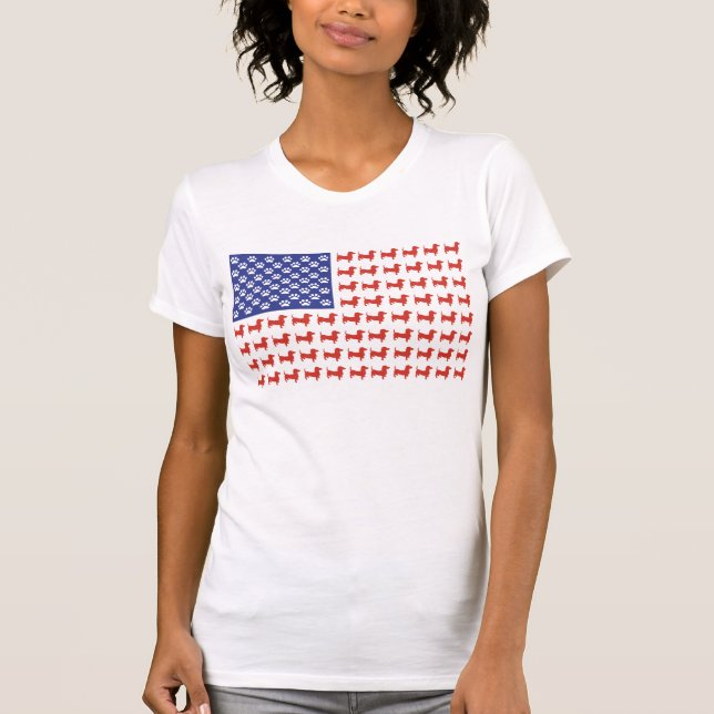 USA Dachshund American Flag T-Shirt (Front)