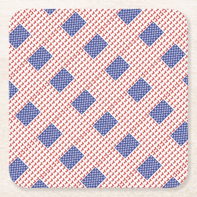 USA Dachshund Square Paper Coaster (Front)