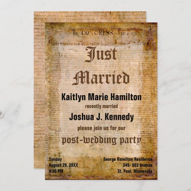 USA Declaration Independence Amazing Parchment Invitation (Front/Back)