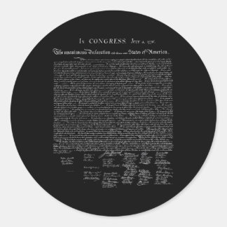 Usa Declaration Of Independence American Classic Round Sticker