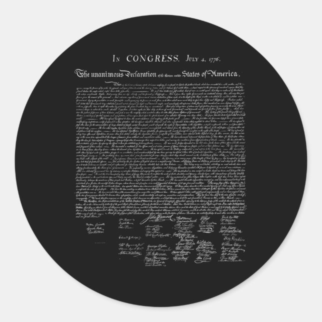 Usa Declaration Of Independence American  Classic Round Sticker (Front)