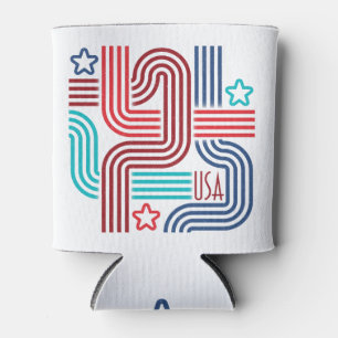 USA Deco Stripes - America's 250th Anniversary Can Cooler