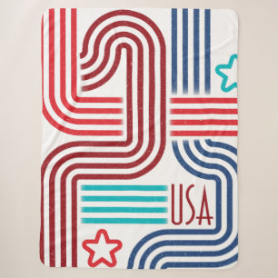 USA Deco Stripes - America's 250th Anniversary Sherpa Blanket