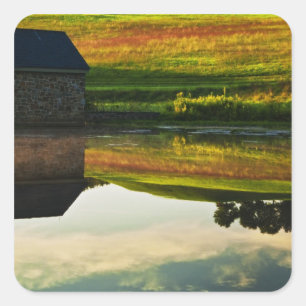 USA, Delaware, Wilmington. Stone barn on edge Square Sticker