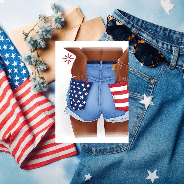 USA Denim Girl Birthday Party Foil Invitation (Creator Uploaded)