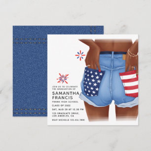 USA Denim Girl Graduation Party Invitation