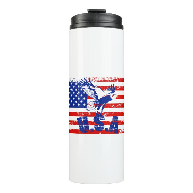 usa distressed bald eagle thermal tumbler (Front)