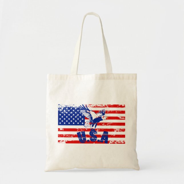 usa distressed bald eagle tote bag (Front)