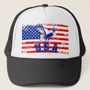 usa distressed bald eagle trucker hat