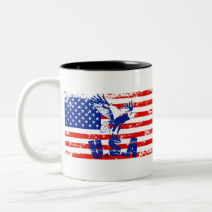 usa distressed bald eagle Two-Tone coffee mug