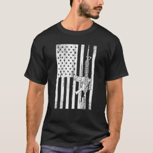 Usa Distressed Rifle Gun Flag  2nd Amendment Suppo T-Shirt