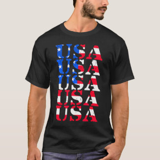 Usa Distressed Us Flag Patriotic Fourth Of July Am T-Shirt