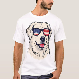 USA Dog Lover - Cool Pup with American Flag Shades T-Shirt