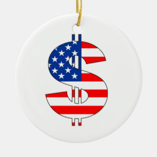 usa dollar symbol money sign ceramic tree decoration