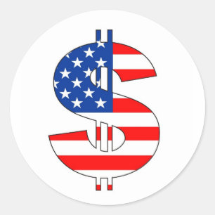 usa dollar symbol money sign classic round sticker