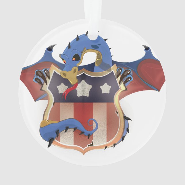 USA Dragon Vintage Shield Ornament (Back)