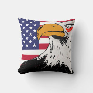 USA Drawing of an Eagle Cushion