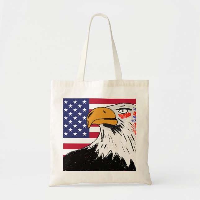 USA Drawing of an Eagle Tote Bag (Front)